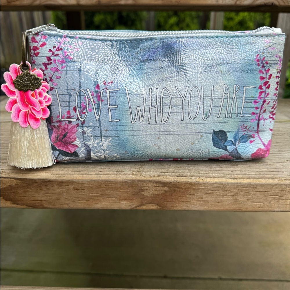 Papaya Small Accessory Pouch with Tassel Love who You Are